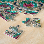 Paisley Blumenmuster aquamarines silberrosa Böhm Puzzle (Seite)