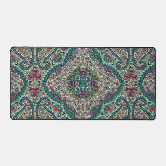 Paisley Blumenmuster aquamarines silberrosa Böhm Schreibtischunterlage (Vorderseite)