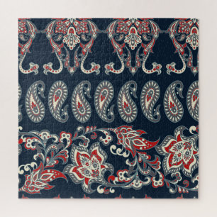 Paisley-Blumenmuster, Damast-Vintage-Muster. Puzzle