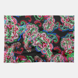 Paisley Blumenmuster, ethnischer Hintergrund. Geschirrtuch