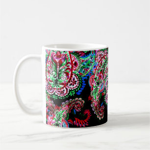 Paisley Blumenmuster, ethnischer Hintergrund. Kaffeetasse