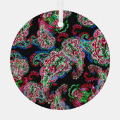 Paisley Blumenmuster, ethnischer Hintergrund. Ornament Aus Glas (Rückseite)