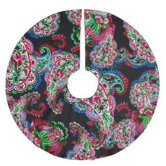 Paisley Blumenmuster, ethnischer Hintergrund. Polyester Weihnachtsbaumdecke