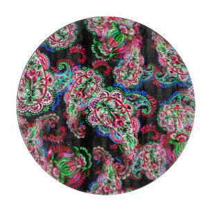 Paisley Blumenmuster, ethnischer Hintergrund. Schneidebrett