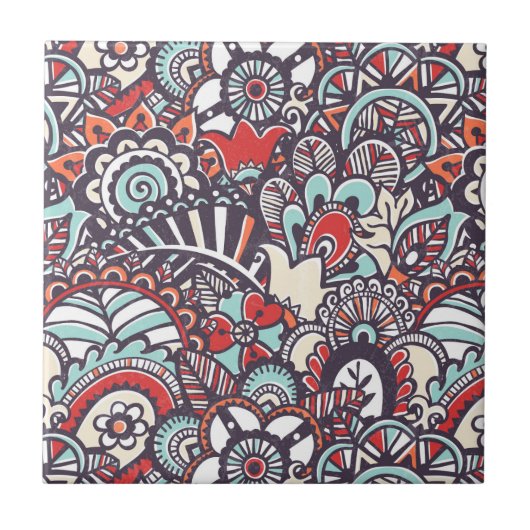 Paisley-Blumenmuster Fliese (Vorderseite)
