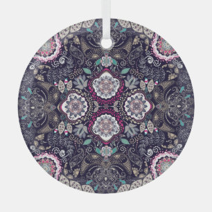 Paisley Blumenmuster, quadratisches Taschendesign. Ornament Aus Glas