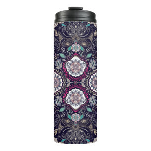 Paisley Blumenmuster, quadratisches Taschendesign. Thermosbecher