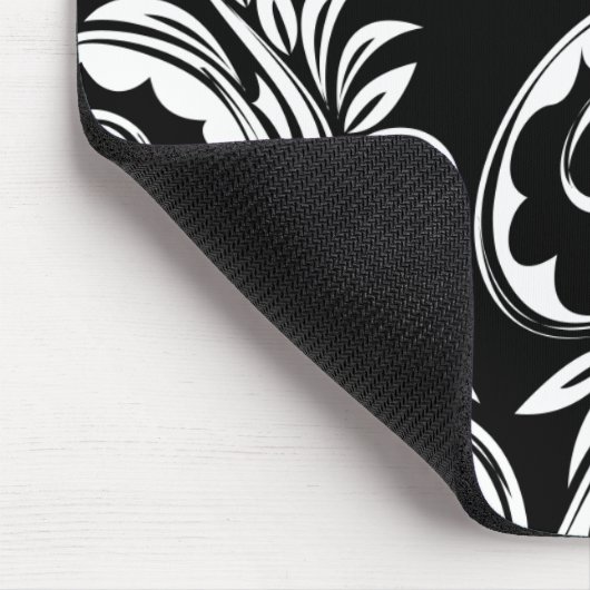 Paisley Blumenmuster wirbeln Schwarz-weiß Mousepad (Ecke)