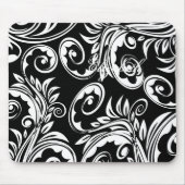 Paisley Blumenmuster wirbeln Schwarz-weiß Mousepad (Vorne)