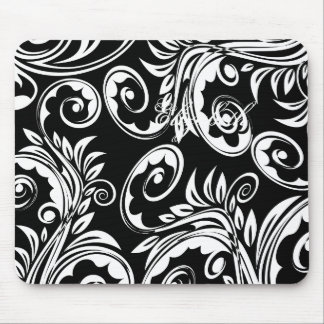 Paisley Blumenmuster wirbeln Schwarz-weiß Mousepad