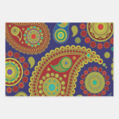 Paisley Bohemisch Pattern mit Rot, Blau, Gold Geschenkpapier Set (Vorderseite)