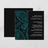 Paisley Bridal Dusche Einladung Black & Turquoise (Vorne/Hinten)