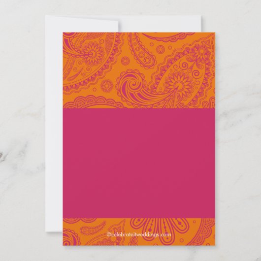 Paisley Bridal Dusche Einladung Orange & Pink (Rückseite)