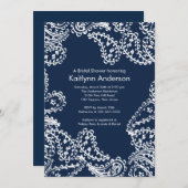 Paisley Bridal Dusche Einladung White & Navy Blue (Vorne/Hinten)