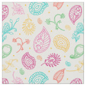 Paisley Bright Boho Folk Pattern auf Weiß Stoff (Nahaufnahme)
