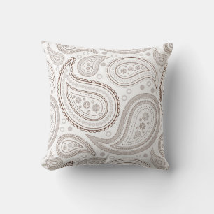 Paisley Brown auf weißem Wurfs-Kissen Kissen