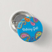 Paisley Bunte 1. Geburtstagsfeier Button (Vorne & Hinten)
