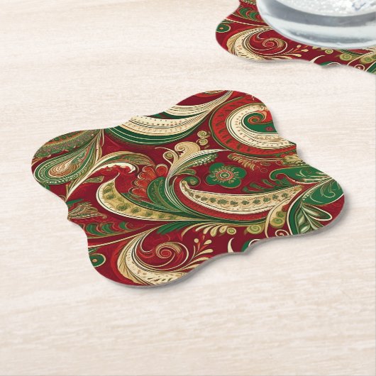 Paisley Burgundy Coaster Untersetzer (angewinkelt)