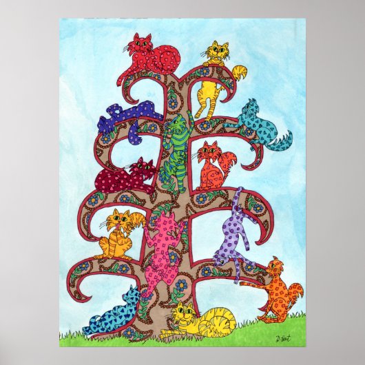 Paisley Cat Tree of Life Poster (Vorne)