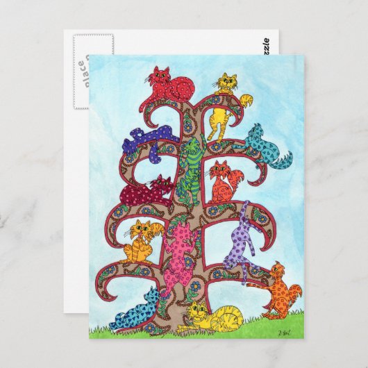 Paisley Cat Tree of Life Postkarte (Vorne/Hinten)