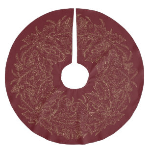 Paisley Christmas Wreath Burgundy & Cream Polyester Weihnachtsbaumdecke