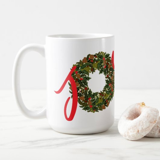 Paisley Christmas Wreath JOY Christmas Kaffeetasse (Mit Donut)