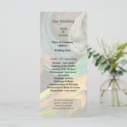 Paisley Closeup Wedding Program Programm (Stehend Vorderseite)