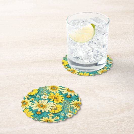 Paisley Daisy Coaster Untersetzer (Vor Ort)