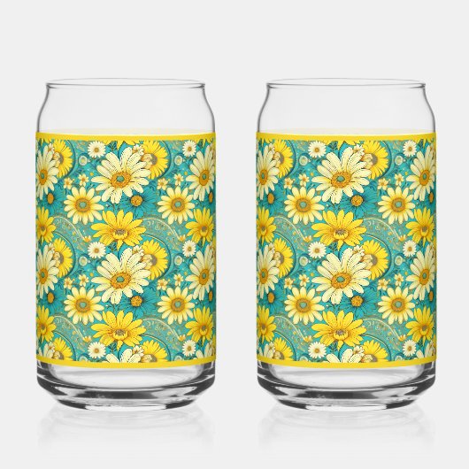 Paisley-Daisy-Soda-Glas Dosenglas (Vorderseite)