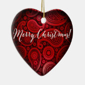 Paisley Deluxe Frohe Weihnachtsherz| rot Keramikornament (Rechts)