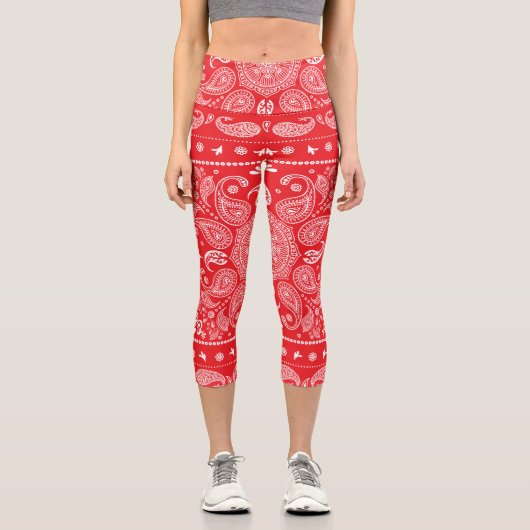 Paisley Design-1 High Waisted Capris (Vorderseite)
