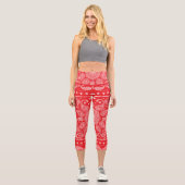 Paisley Design-1 High Waisted Capris (Vorderseite)