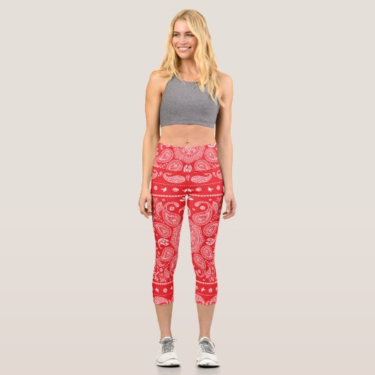 Paisley Design-1 High Waisted Capris (Vorderseite)