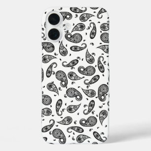 Paisley Design Anpassen von Farbhintergrund und Te iPhone 16 Plus Hülle