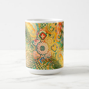 Paisley-Design in lebendigen Gelb- und Grüntönen Kaffeetasse