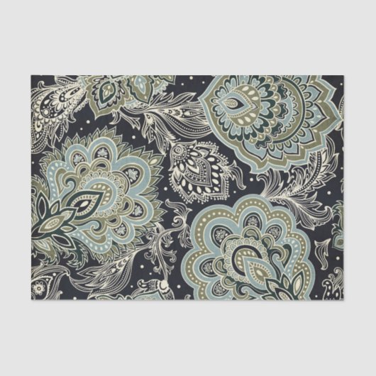 Paisley Design in Shades of Blue & Green Seidenpapier (Vorderseite)