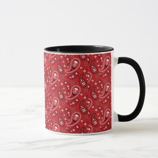 Paisley Designed Pattern Red Background Tasse (Rechts)