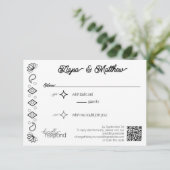 Paisley Diamond Simple White Black QR Code UAWG RSVP Karte (Stehend Vorderseite)