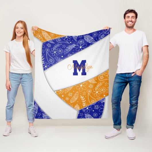Paisley-Doodle-Blaue Orangenvolleyball Fleecedecke (Beispiel)