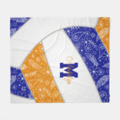 Paisley-Doodle-Blaue Orangenvolleyball Fleecedecke (Vorderseite (Horizontal))