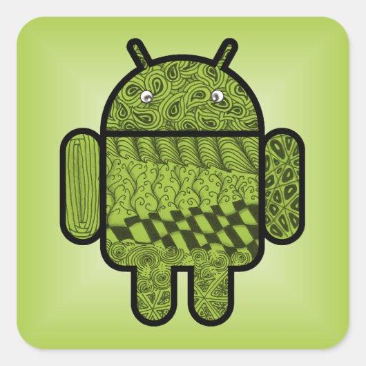 Paisley Doodle-Zeichen für Android™ Quadratischer Aufkleber (Vorderseite)