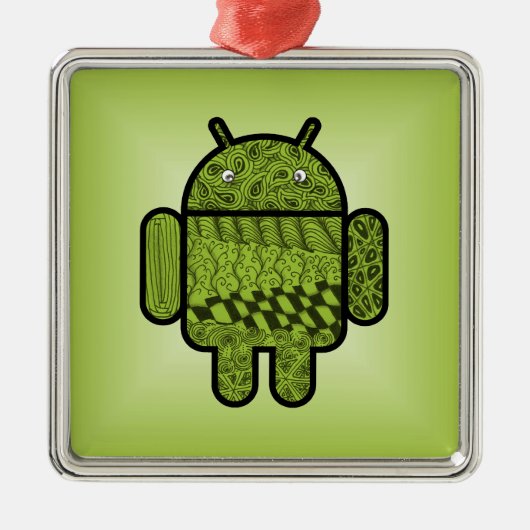 Paisley Doodle-Zeichen für Android™ Silbernes Ornament (Vorne)