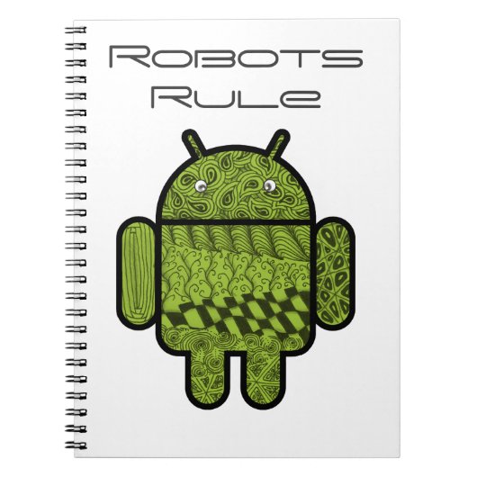 Paisley Doodle-Zeichen für den Android™-Roboter Notizblock (Vorderseite)