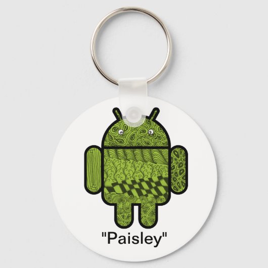 Paisley Doodle-Zeichen für den Android™-Roboter Schlüsselanhänger (Vorderseite)