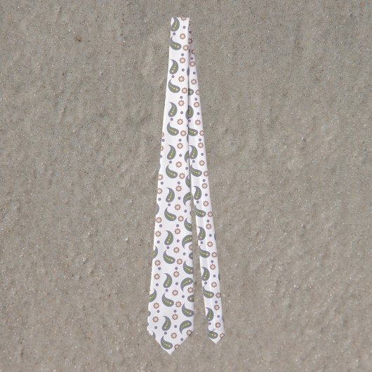 Paisley Dots Blume Grünrosa Lila Muster Krawatte