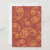 Paisley Dreams Gold Orange Wedding Einladung (Rückseite)