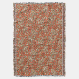 Paisley Dreams Orange Brown Decke