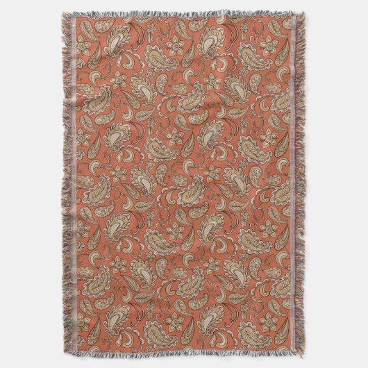 Paisley Dreams Orange Brown Decke (Vorderseite Vertikal)