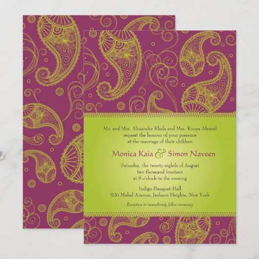 Paisley Dreams Wedding Einladung (Vorne/Hinten)