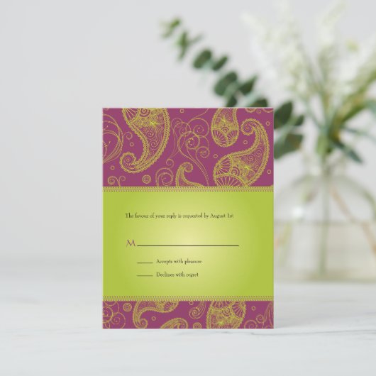 Paisley Dreams Wedding Response Einladung (Stehend Vorderseite)